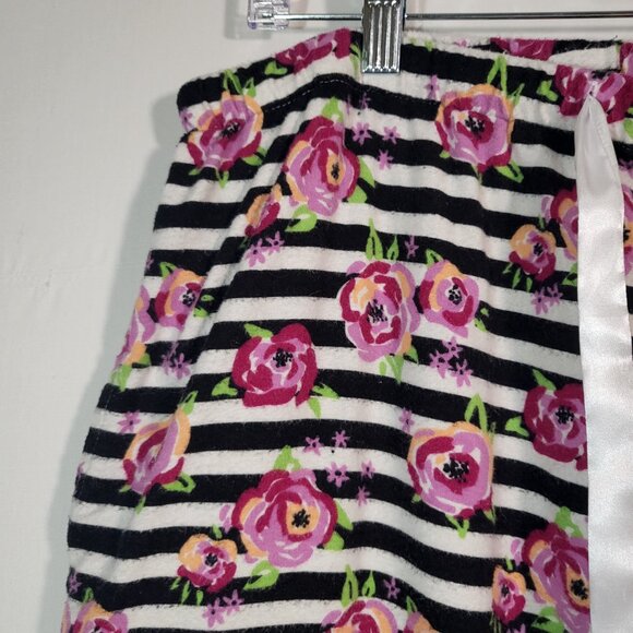 Pajama Mania Woman's Pull On Lounge Pant/PJ's Size XL Black/White Stripe Floral - Picture 2 of 8